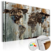 Slika na plutenoj podlozi Wooden Border [Cork Map] 120x80